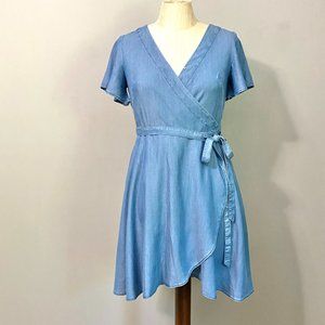 LOFT Chambray Wrap Dress - Size 0 Petite